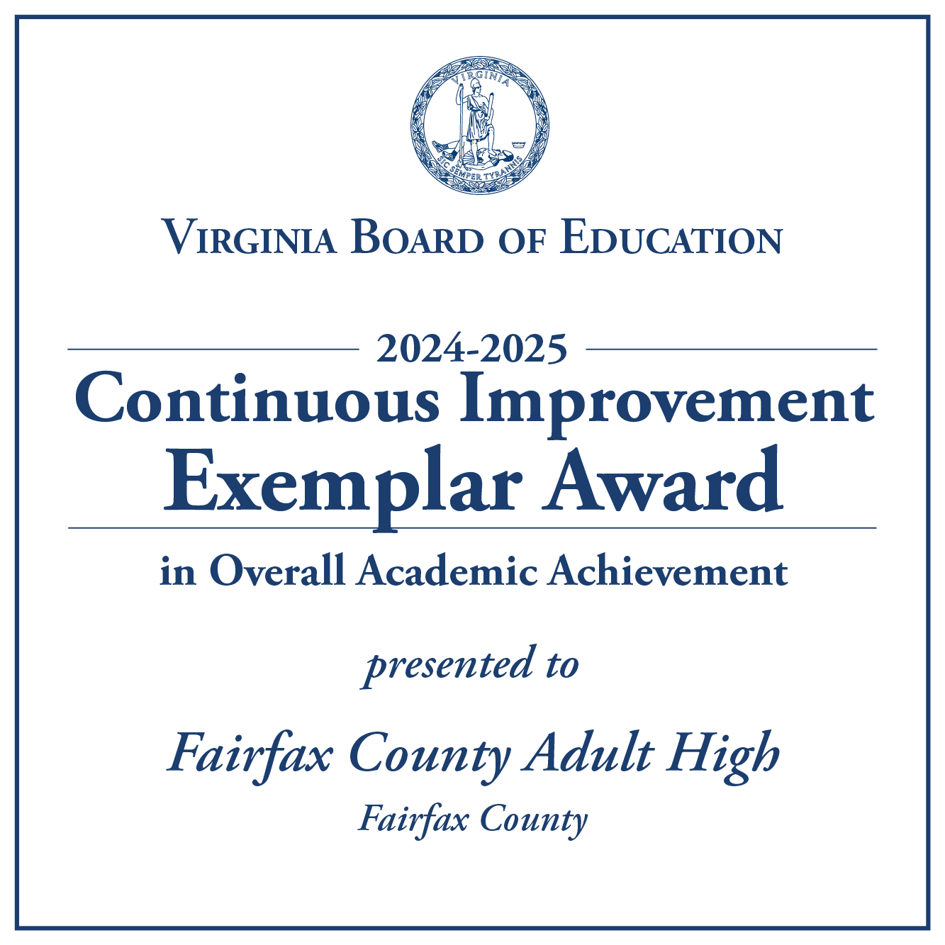 VDOE Continuous Improvement Award!