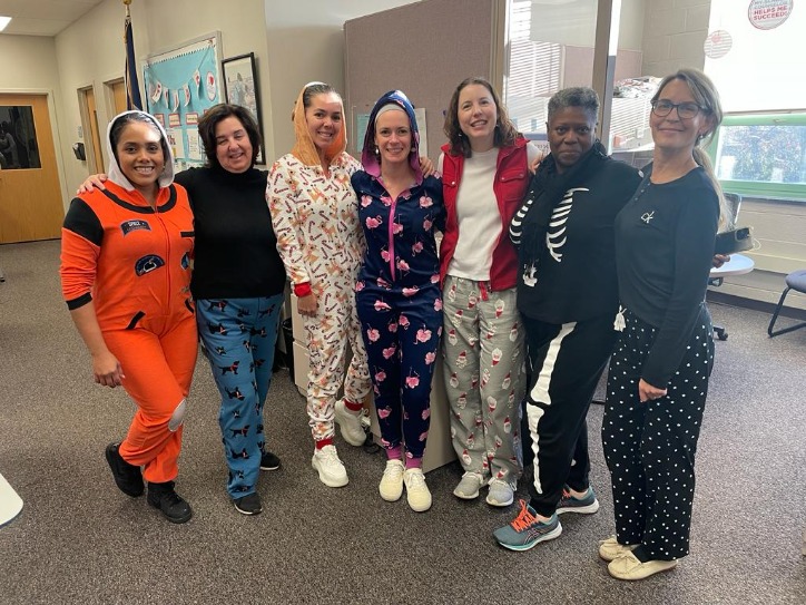 Staff on pajama day